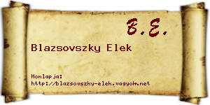 Blazsovszky Elek névjegykártya