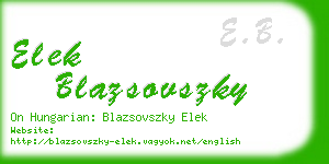 elek blazsovszky business card